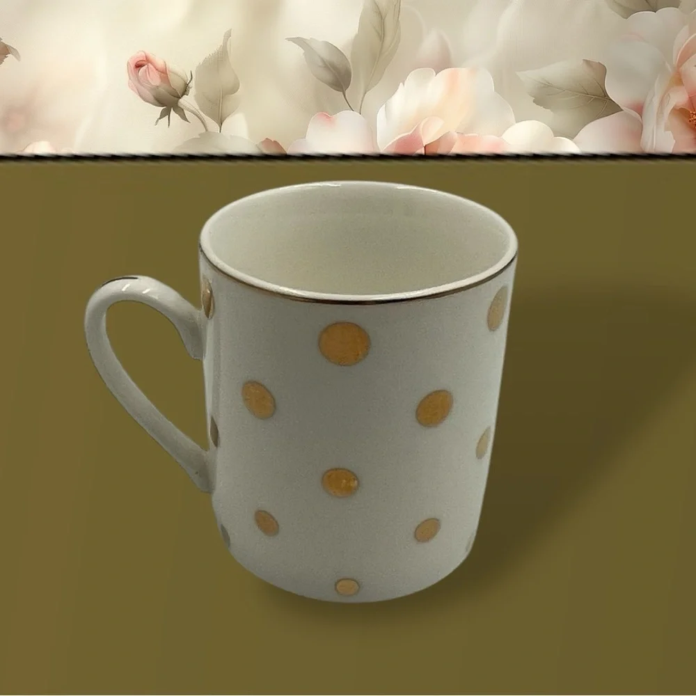 GRACE TEAWARE White Gold Polka Dots 4 Piece Tea DEMITASSE ESPRESSO Set